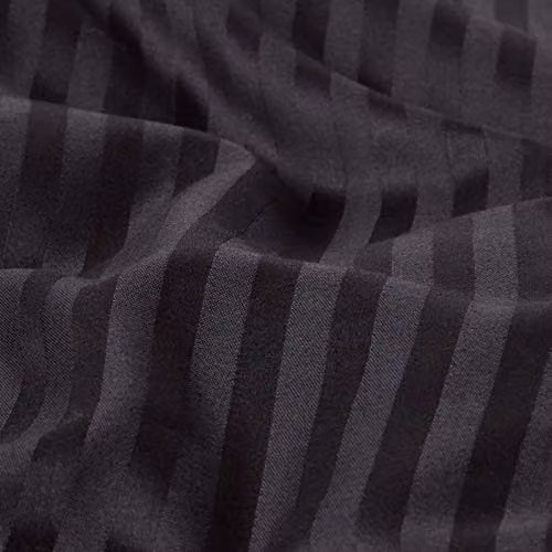 Homescapes Black Egyptian Cotton Body Pillowcase with Satin Stripe, 330 Thread Count – 3