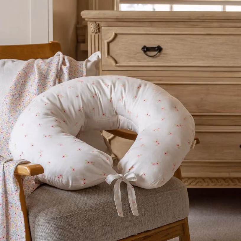 Avery Row Anemone C-Shape Nursing Pillow in Pink Organic Cotton – 4