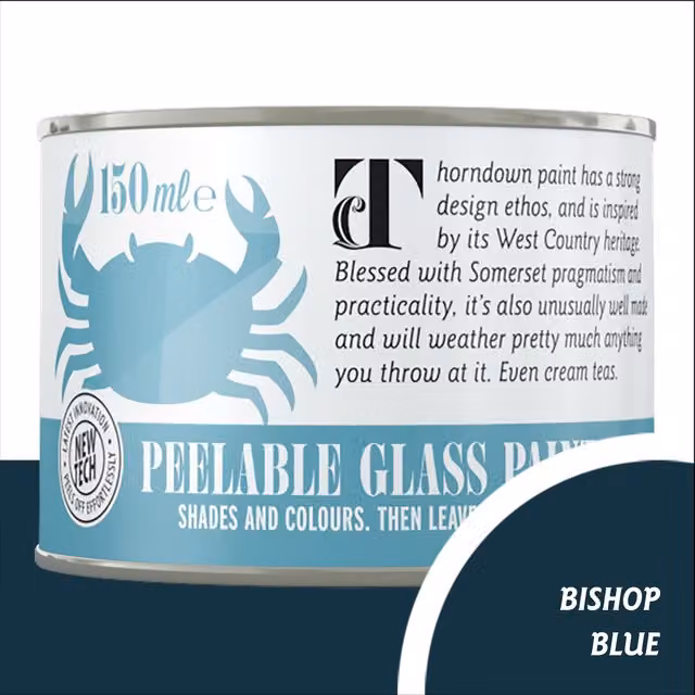 Thorndown Bishop Blue Peelable Glass Paint in Satin Matt Blue, 7.5 cm