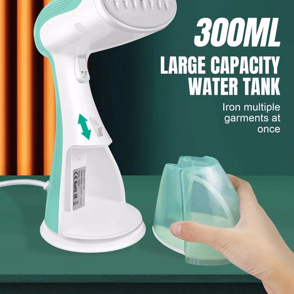 NESTLUNE Handheld Clothes Steamer 3000W in Green, H x W x D: 100 x 15 x 15 cm – 3