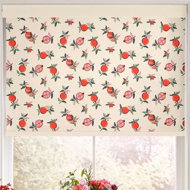 Cath Kidston Pomegranate Floral Blackout Roller Blind in Orange and Multicolour
