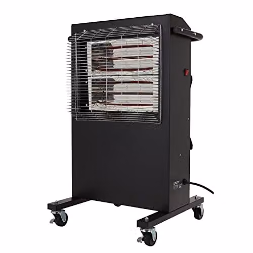 Draper 2.4kW Black Infrared Cabinet Heater with Thermostat and Tilt Protection