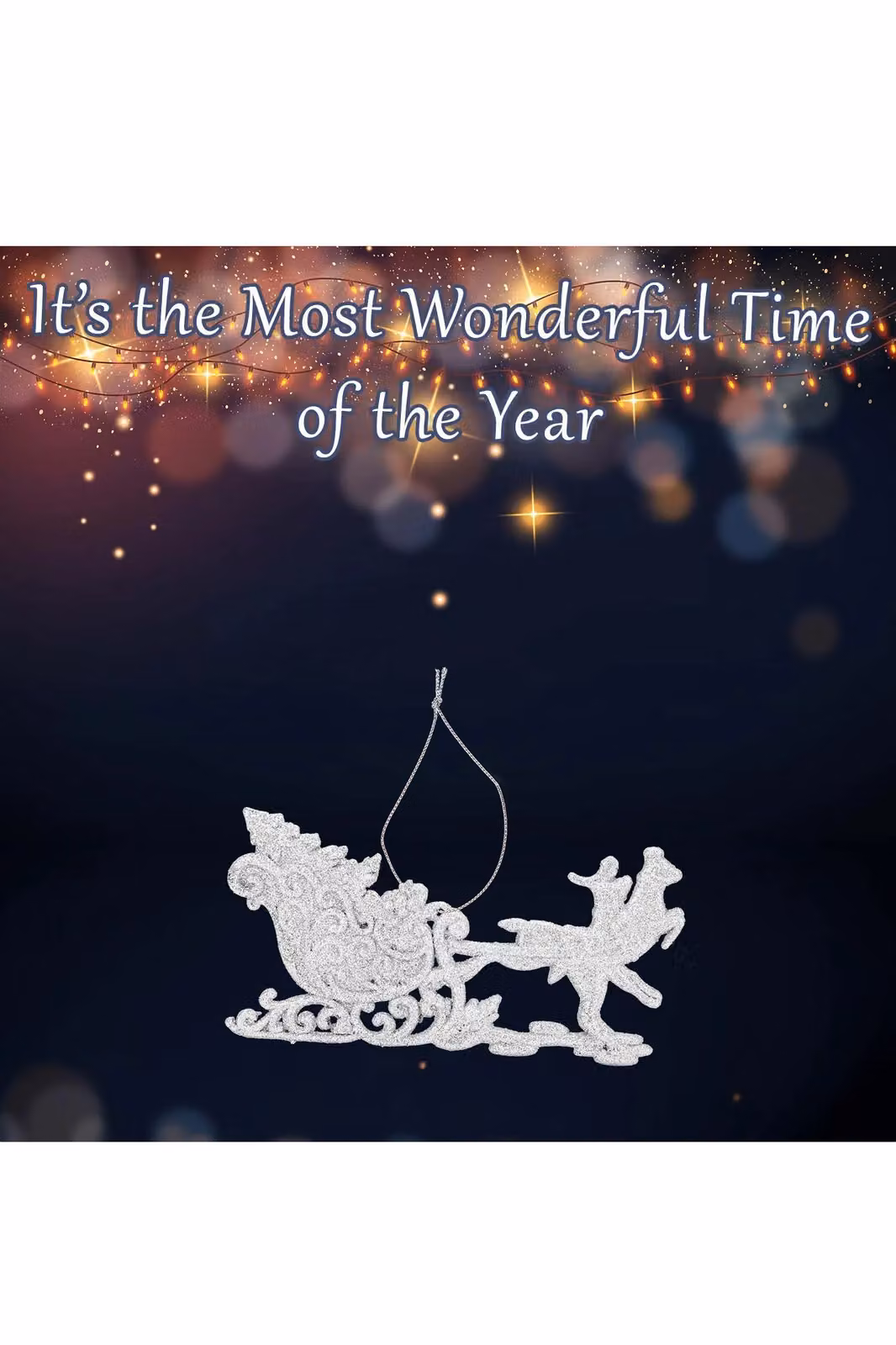 VFM e-Store Silver Hanging Reindeer and Sleigh Christmas Tree Ornament, W: 12.1 cm, H: 14.5 cm, D: 0.3 cm – 2