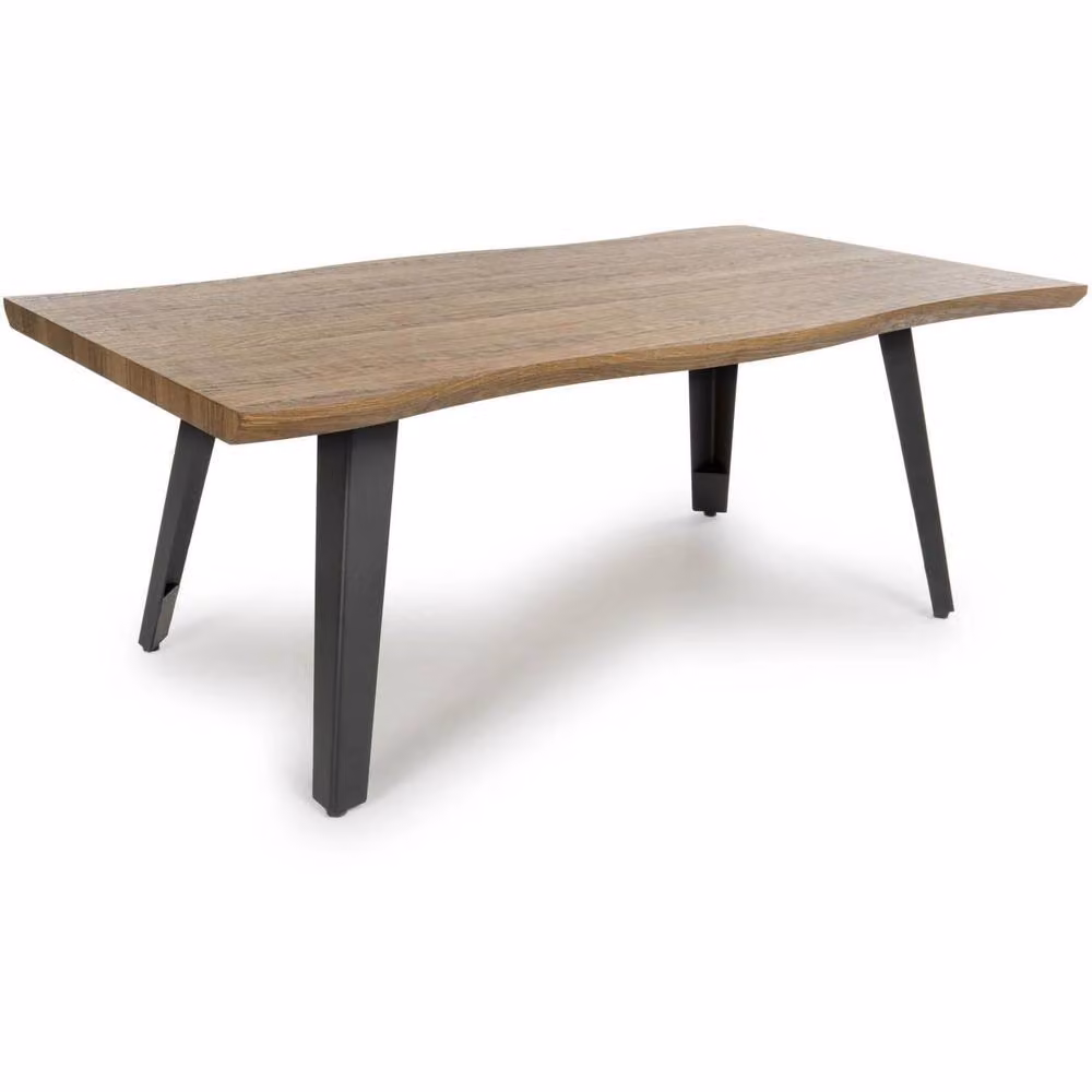 FWStyle Nassau Wave Edge Coffee Table in Brown Oak Effect with Black Metal Frame, W/D/H: 120 x 65 x 45 cm – 2