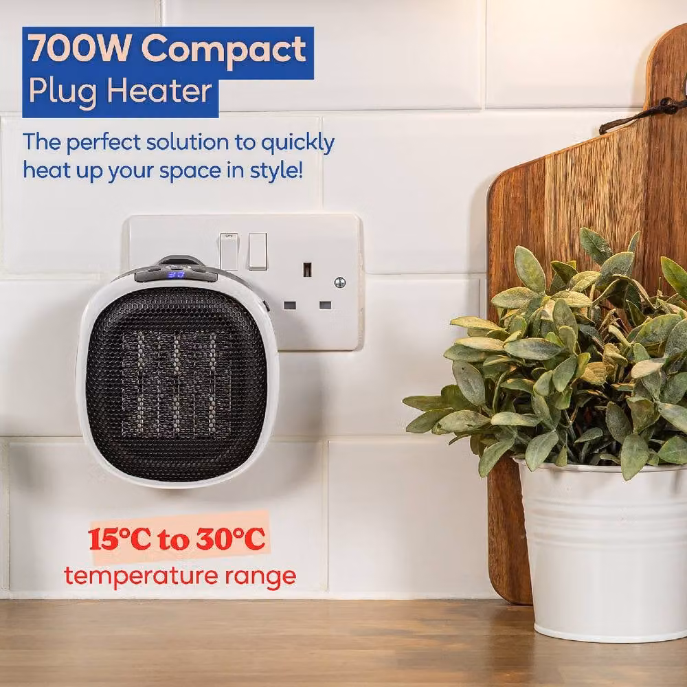 Russell Hobbs 700W Compact Portable Ceramic Fan Heater with Thermostat and Timer in White – 4