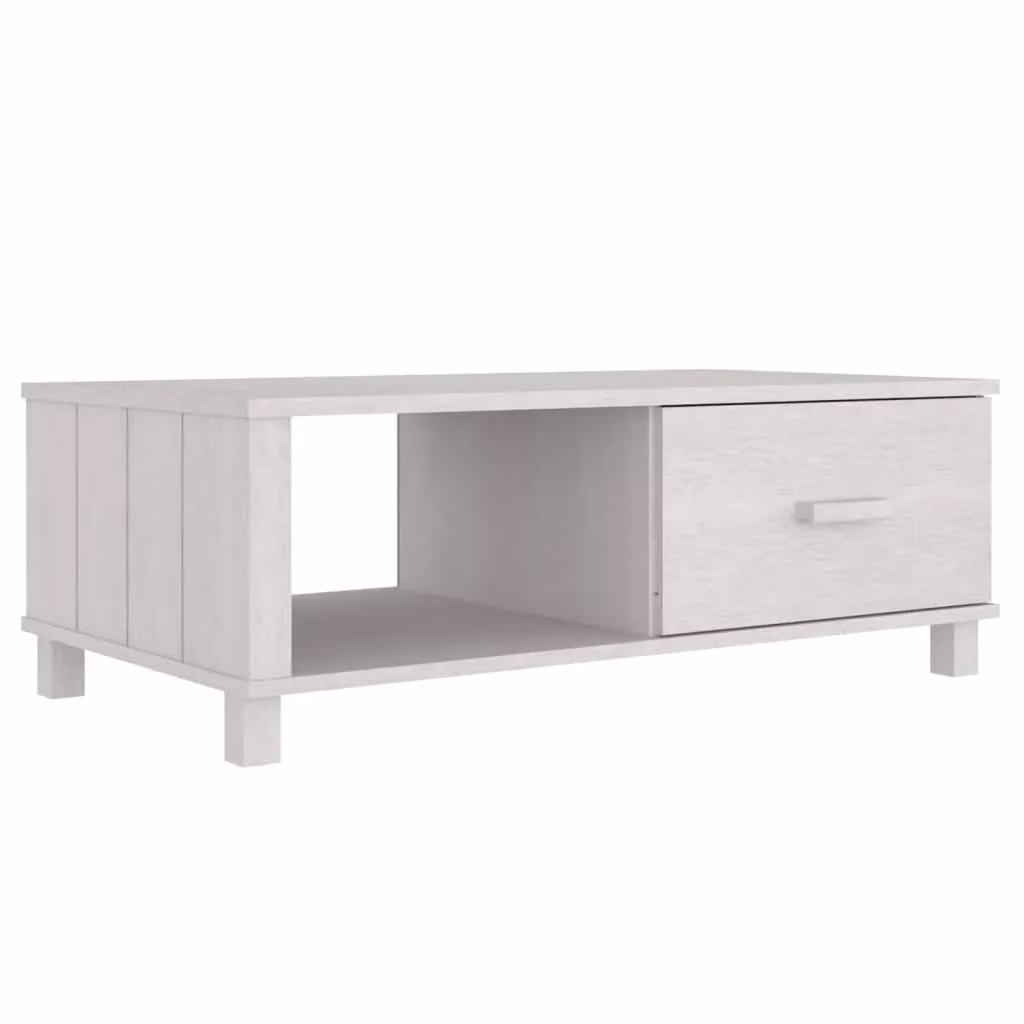 Berkfield Home HAMAR Coffee Table, White Solid Pine Wood, W/D/H: 100 x 55 x 35 cm – 2