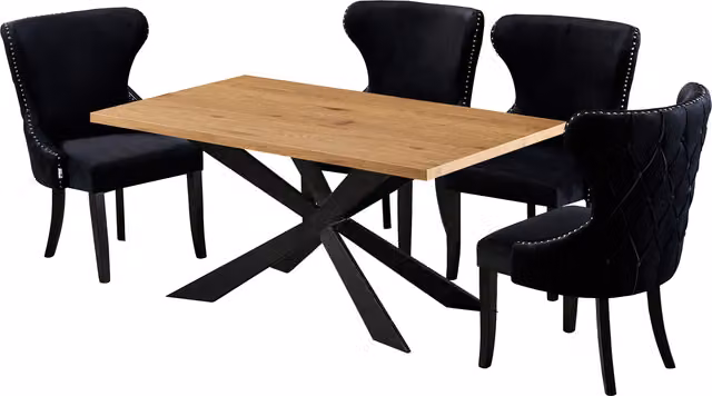 Mayfair Duke LUX Modern Rectangular Dining Set with Table and 4 Chairs in Black