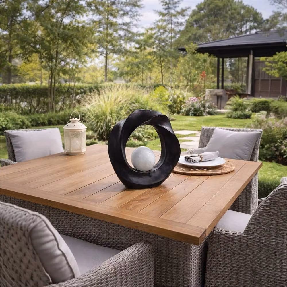 NESTLUNE Lighting Crescent Solar Powered Polystone Garden Accent in Black, W/D/H: 100 x 15 cm – 4