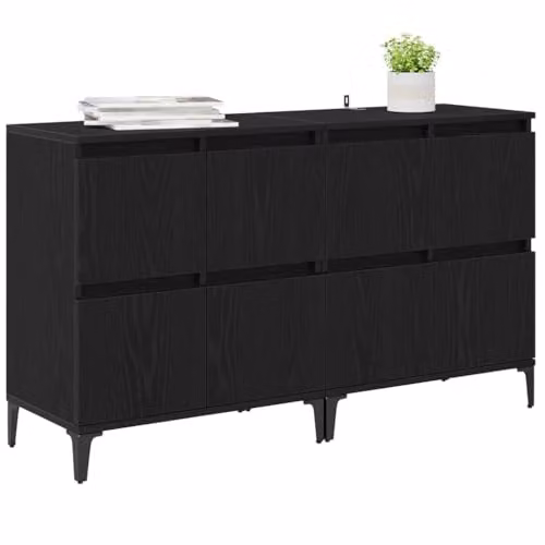 vidaXL Set of 2 Modern Sideboards in Black, W/D/H: 60 x 35 x 70 cm