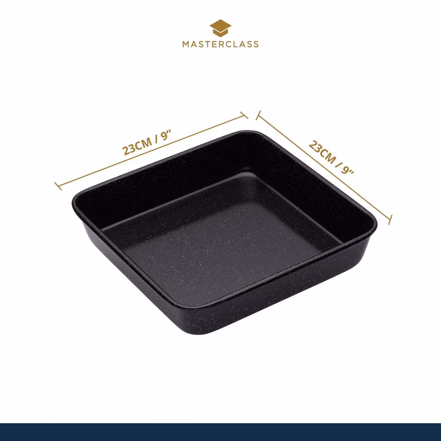 MasterClass Black Vitreous Enamel Square Brownie Tin, W: 23 cm, H: 4 cm – 3