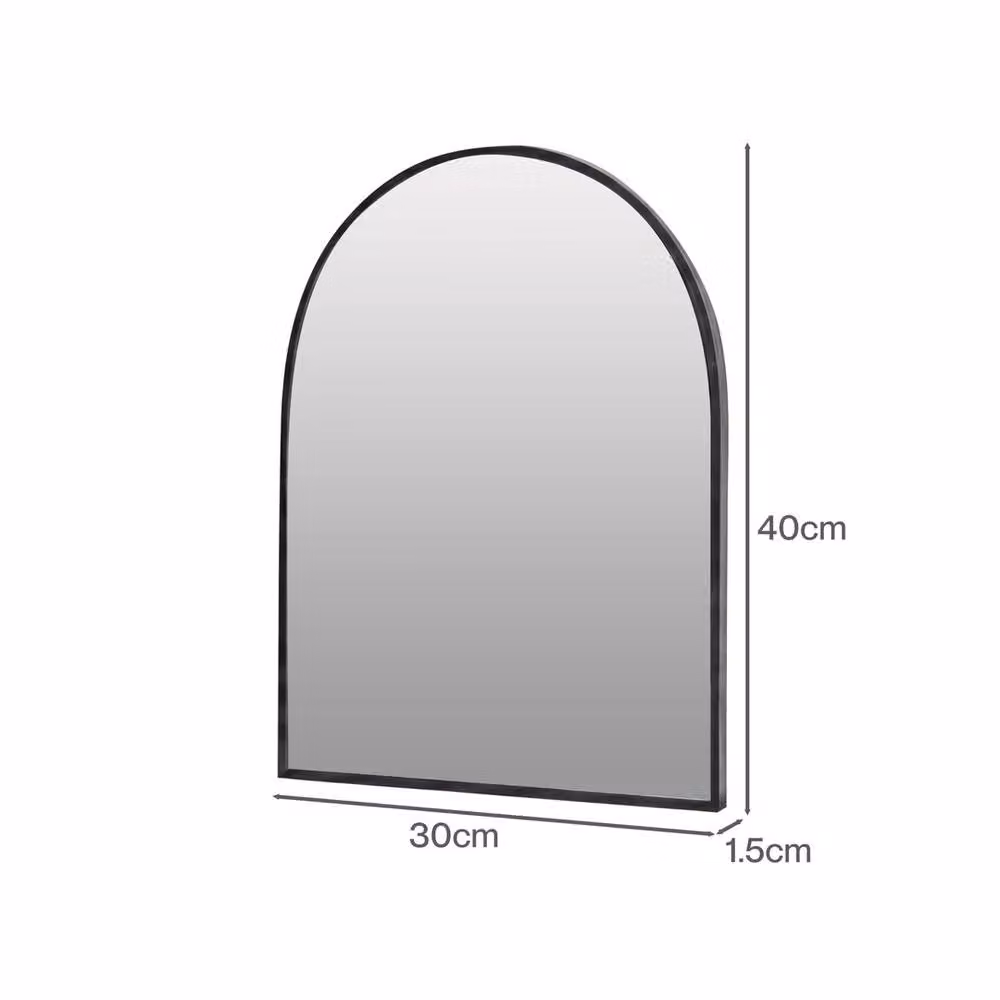 VOGREX Black Metal Framed Arched Wall Vanity Mirror W: 30 cm, H: 40 cm – 2