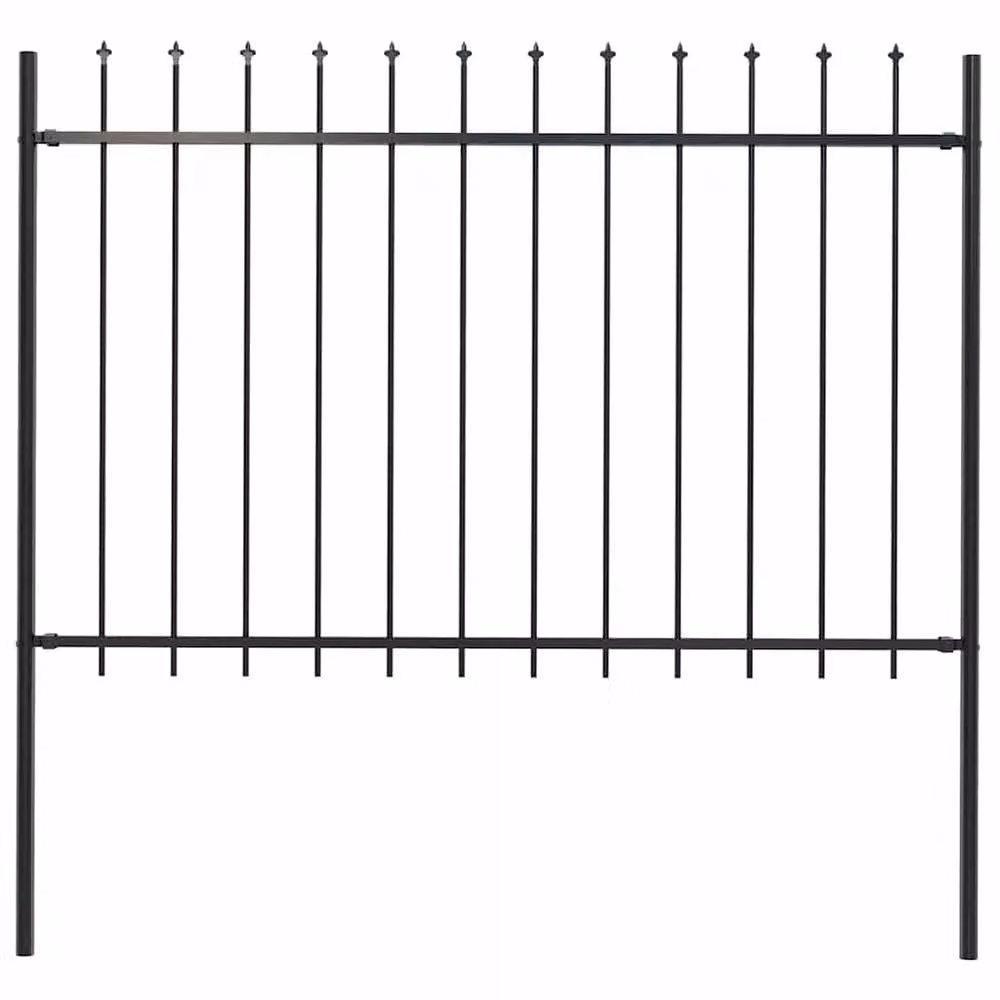 Berkfield Home Elegant Spear Top Garden Fence, Powder-Coated Steel, Black, H 170 cm x W 120 cm