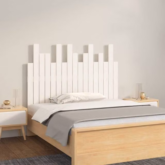 Berkfield Home White Rustic Solid Wood Pine Wall Headboard W: 108 cm, D: 3 cm, H: 80 cm