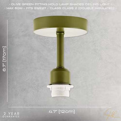 Happy Homewares Industrial Green Metal Ceiling Light Fitting with E27 Holder, W/D/H: 12 x 12 x 17 cm – 2