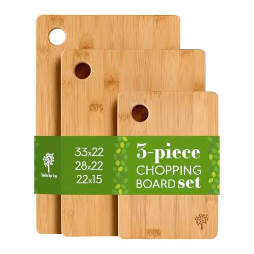Nicola Spring 3 Piece Brown Bamboo Chopping Board Set – 4