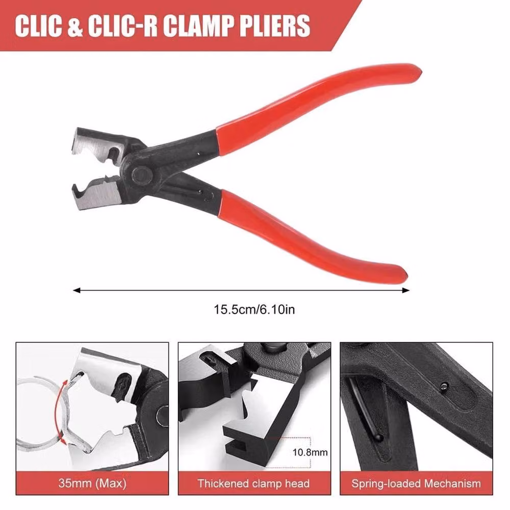 NESTLUNE 4-Piece Hose Clamp Pliers Set with Clic-R Ring in Red – 2
