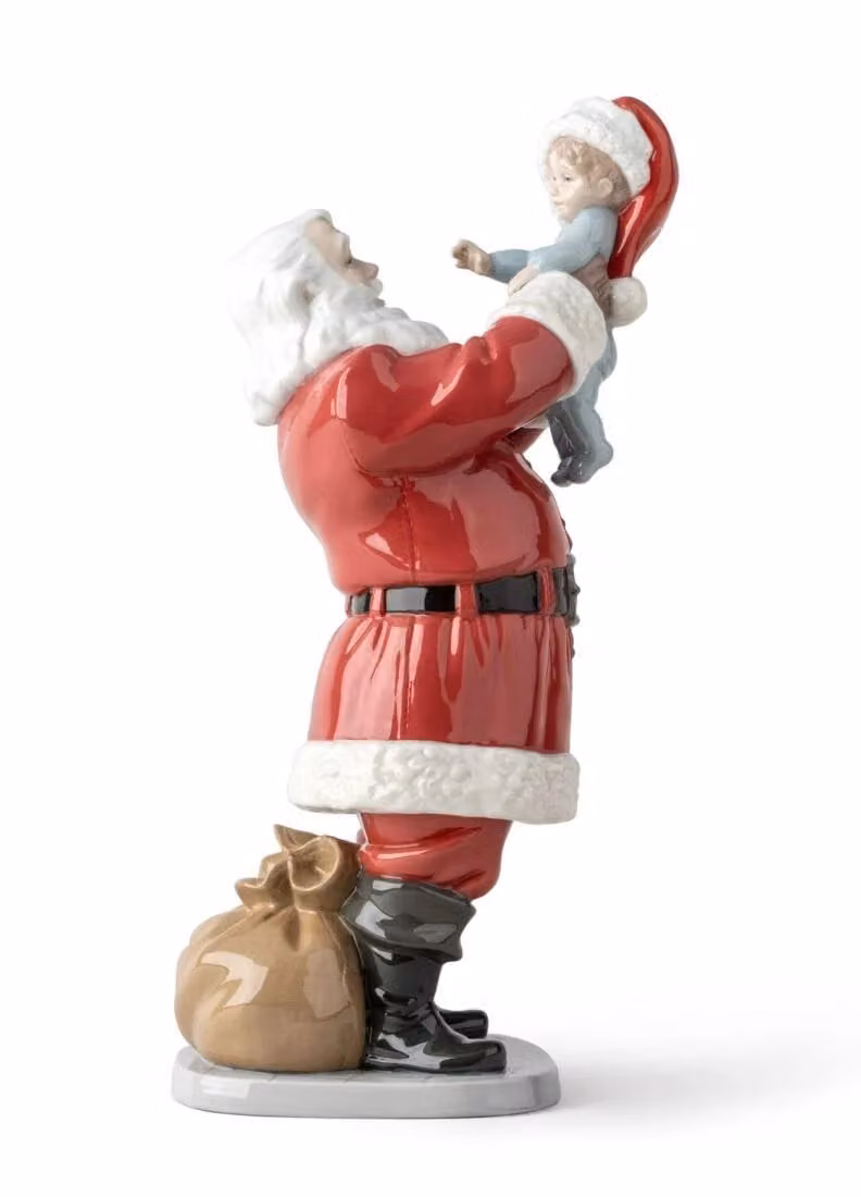 Lladró Merry Christmas Santa Porcelain Sculpture in Red and Multicolour