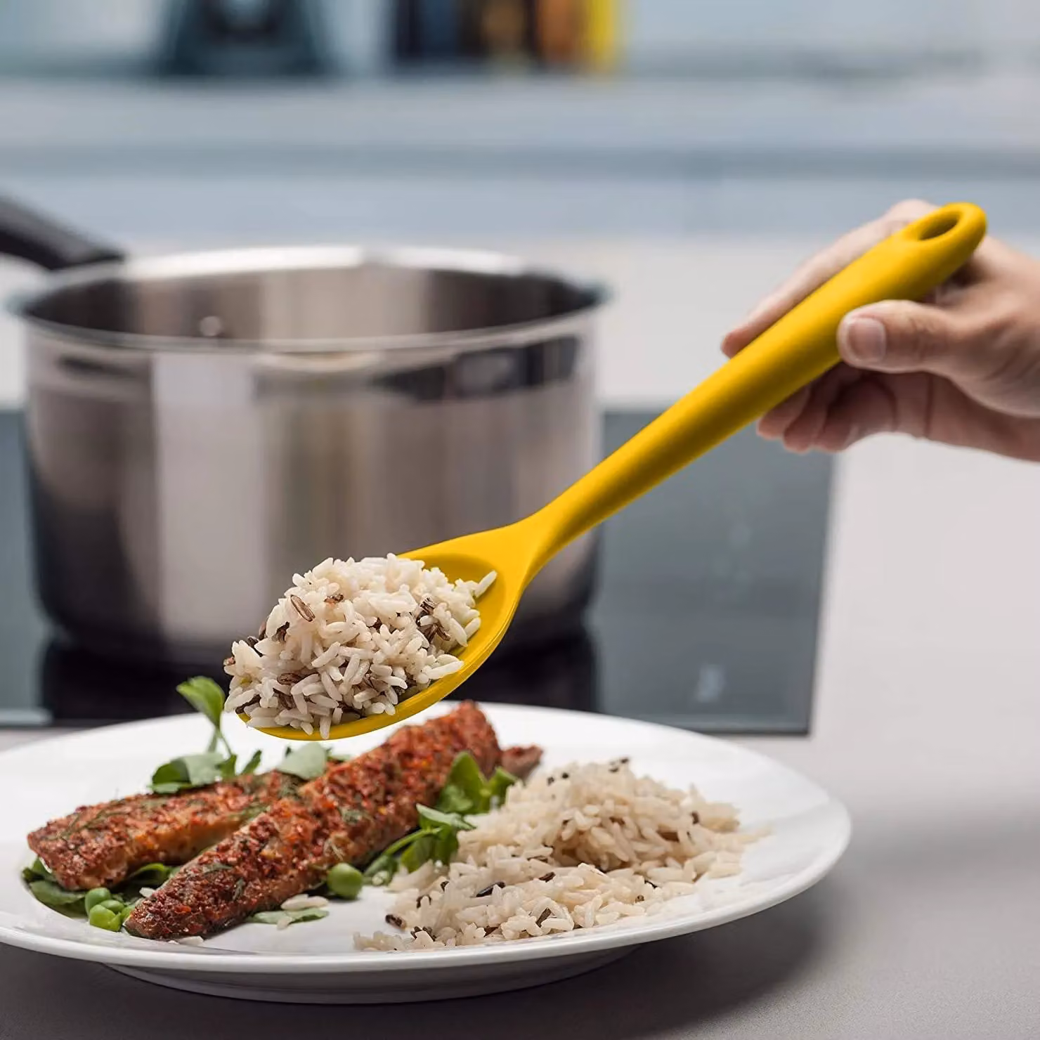 Zeal Silicone Non-Stick Cooking Spoon, Heat-Resistant, Yellow, 28 cm – 4