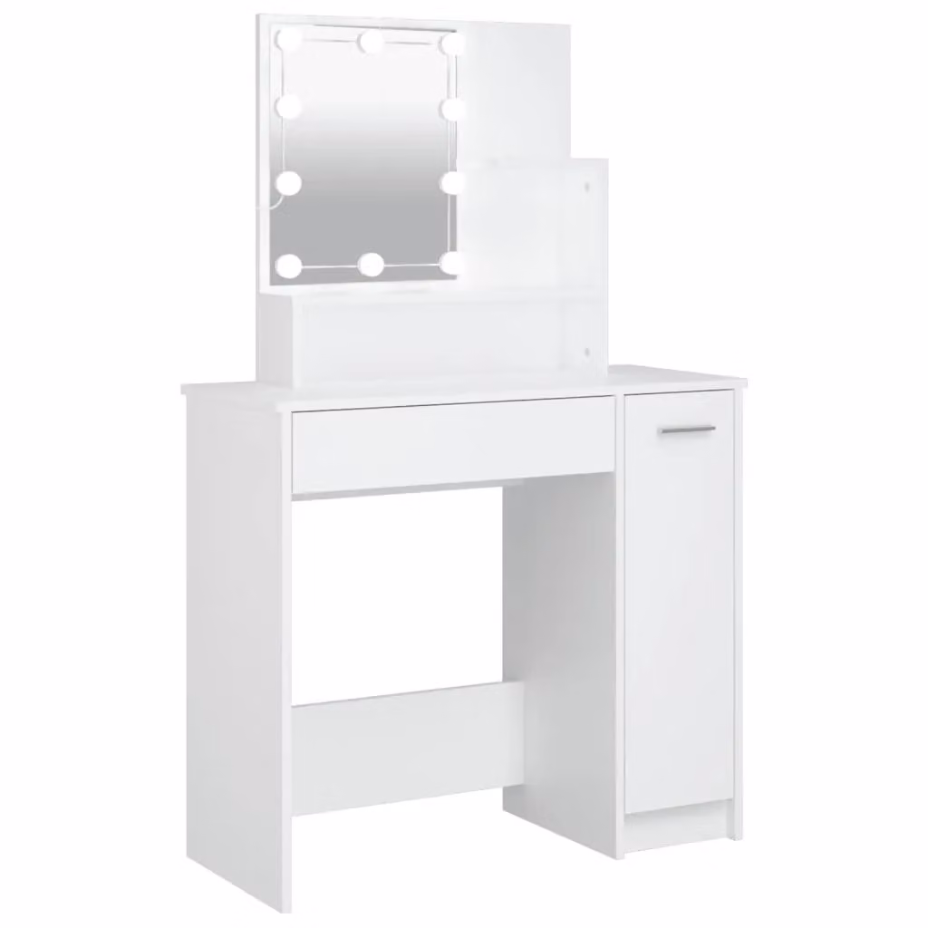 Berkfield Home Hollywood LED Dressing Table in White, W: 86.5 cm, D: 35 cm, H: 136 cm – 2