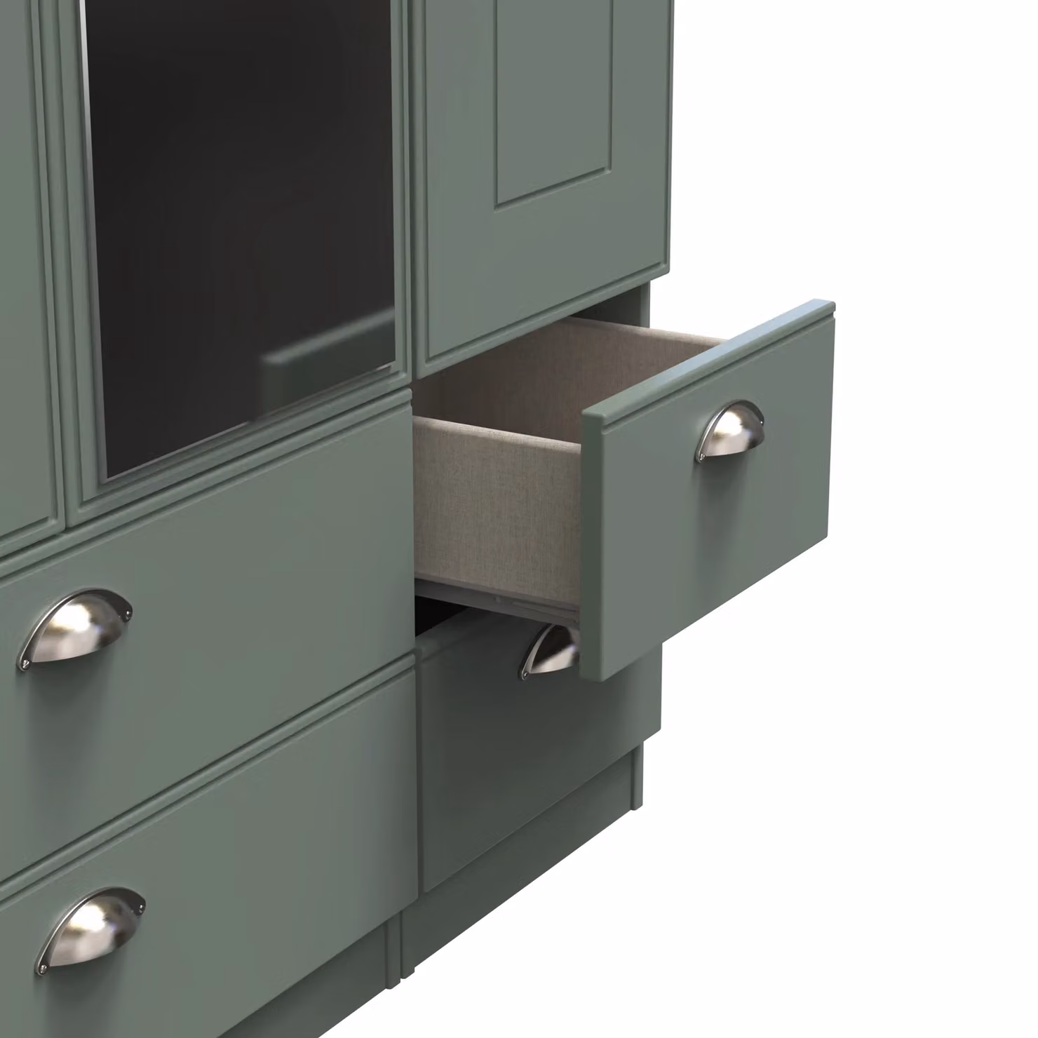 2 U Albert Ready Assembled Triple Wardrobe with Mirror and Three Drawers in Pale Green – 4