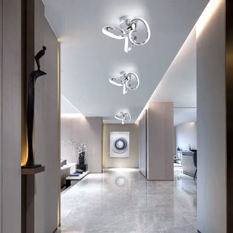 Garwarm Geometric LED Flush Mount Ceiling Light in Silver and Chrome, Diameter: 28 cm – 4