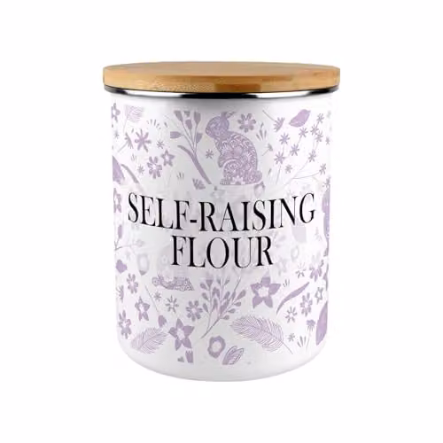 Purely Home Purple Lilac Rabbits Enamel Self-Raising Flour Canister with 2.7 l Capacity – 1