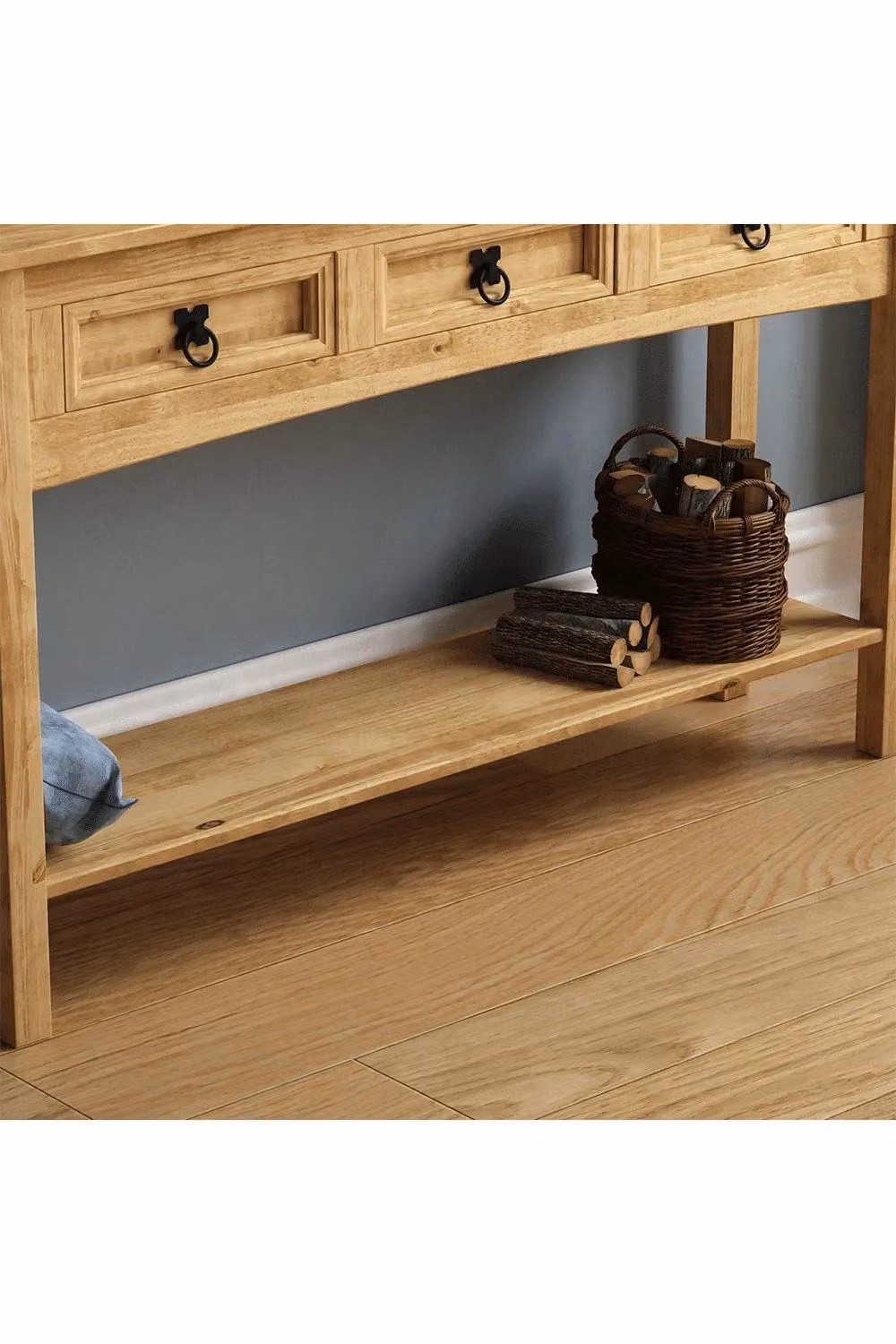 Vida Designs Corona 3 Drawer Industrial Console Table in Brown and Black – 4
