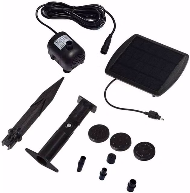FLAVORA Solar Powered Water Feature Pump and Fountain in Black