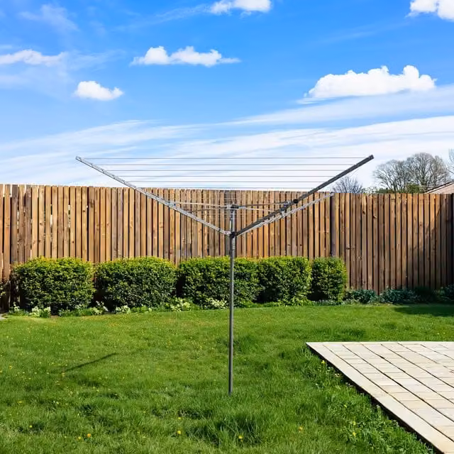 Addis 4 Arm Rotary Airer in Silver with 60m Coated Steel Lines