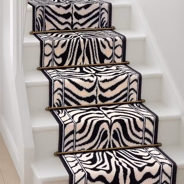 Bravich Zebra Print Hallway Runner, Multicolour and Black, 900cm