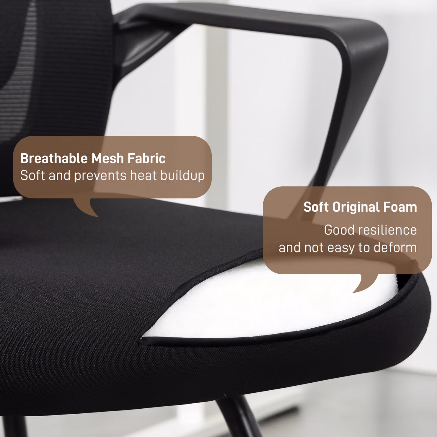 HOMCOM Black Mesh Office Chair with Lumbar Support and Metal Base – 5