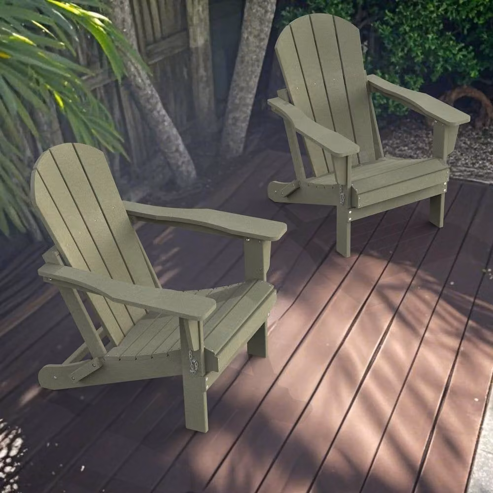 Mona Vale Furniture Green All-Weather Foldable Adirondack Outdoor Lounge Chair – 5
