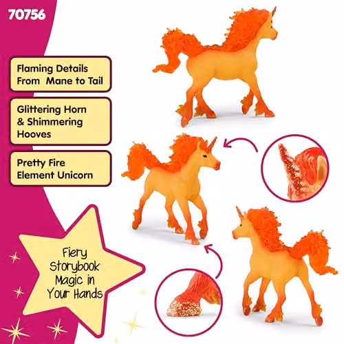 Schleich Bayala Elementa Fire Unicorn Stallion Multicolour Fantasy Horse Toy – 3