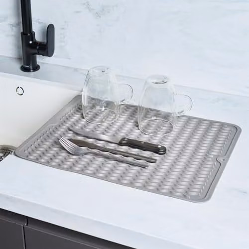 OHS Non-Slip Plastic Draining Mat for Kitchen Sinks, Grey
