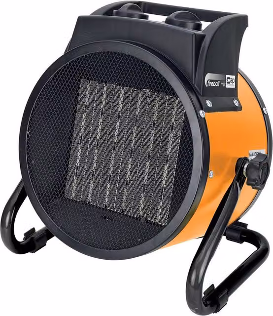 SIP FIREBALL Turbofan 3001 Ceramic Electric Fan Heater, 2800W, W: 26.5 cm, D: 21 cm, H: 29 cm, Orange and Silver – 7