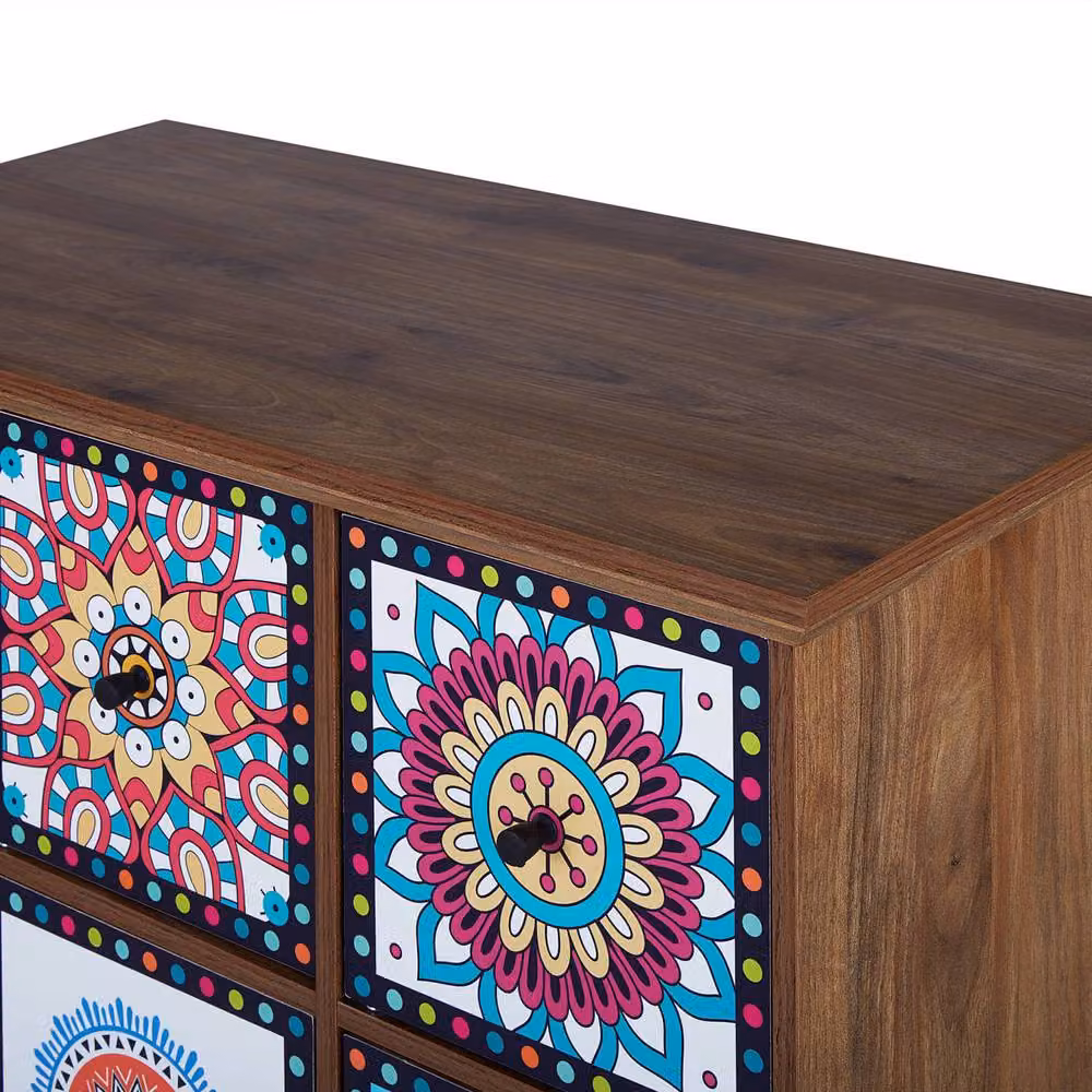 Wyld and Coco Moroccan 9-Drawer Sideboard in Multicolour and Brown – 5