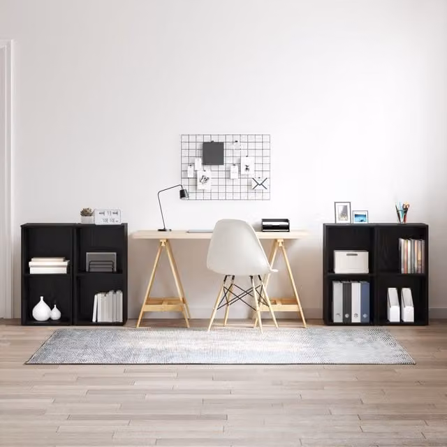 Berkfield Home 4-Piece Black Oak Cube Storage Shelving Unit with Back Panel, W: 72 cm, D: 35 cm, H: 36.5 cm – 1