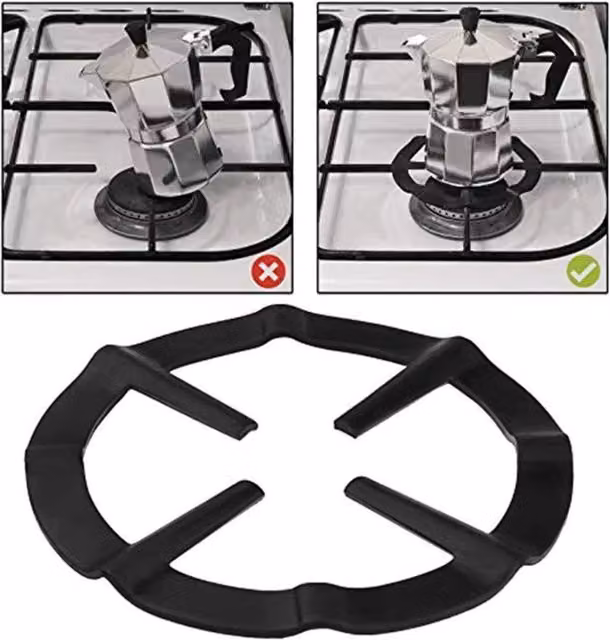 KDMK Black Cast Iron Hob Reducer Ring Stand for Moka Coffee Pots