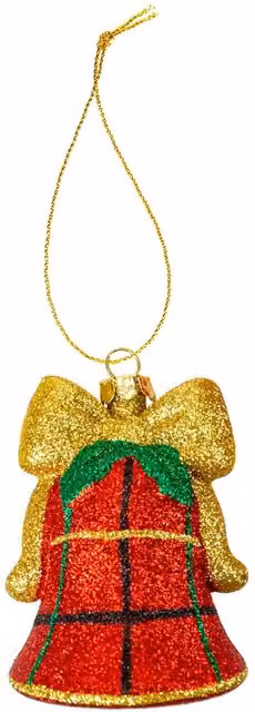 VFM e-Store Red Christmas Hanging Bell Pendant, H x W x D: 9.0 x 5.7 x 5.7 cm