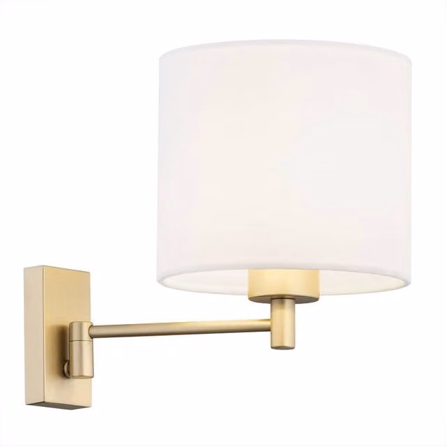 Netlighting Dolce Modern Wall Lamp with Fabric Shade in White and Gold/Brass