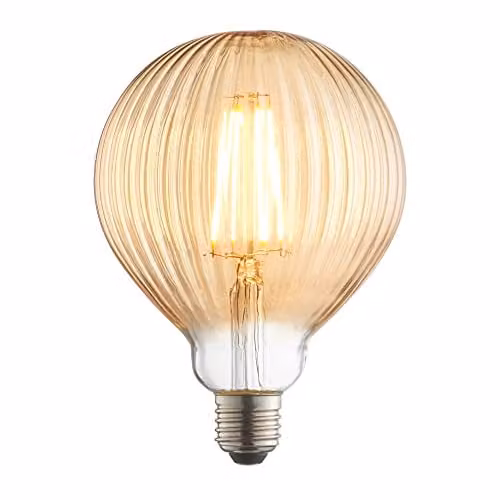 Loops Amber Tinted LED Filament Globe Bulb, 4W E27, 2000K Warm White, 400 Lumen