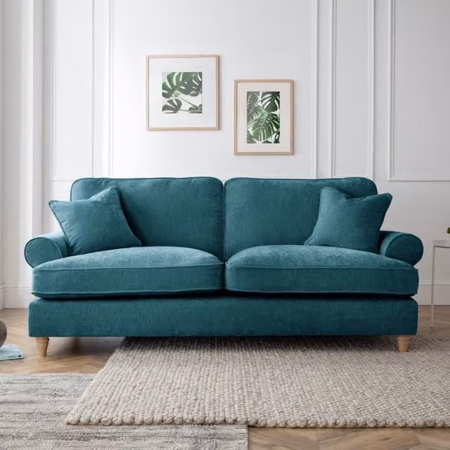 The Great Sofa Company Ezra 3 Seater Textured Velvet Sofa in Green – 1
