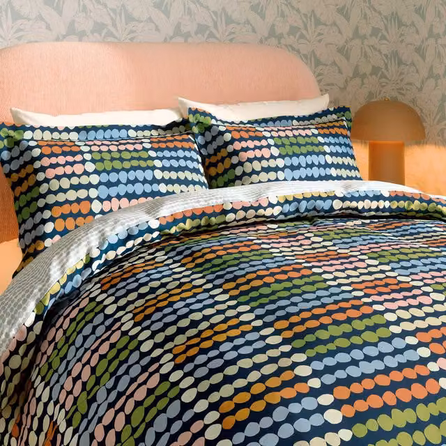 Scion Polka Dotted Cotton Duvet Cover and Pillowcase Set, Multicolour and White, W: 180 cm, L: 200 cm – 1