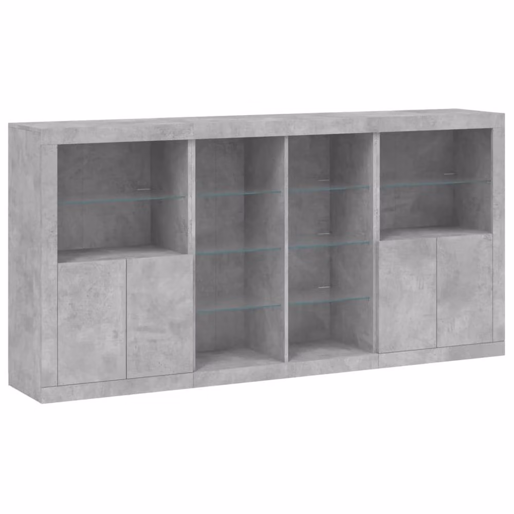 Berkfield Home Modern Sideboard with Integrated LED Lights in Concrete Grey, W/D/H: 202 x 37 x 100 cm – 2