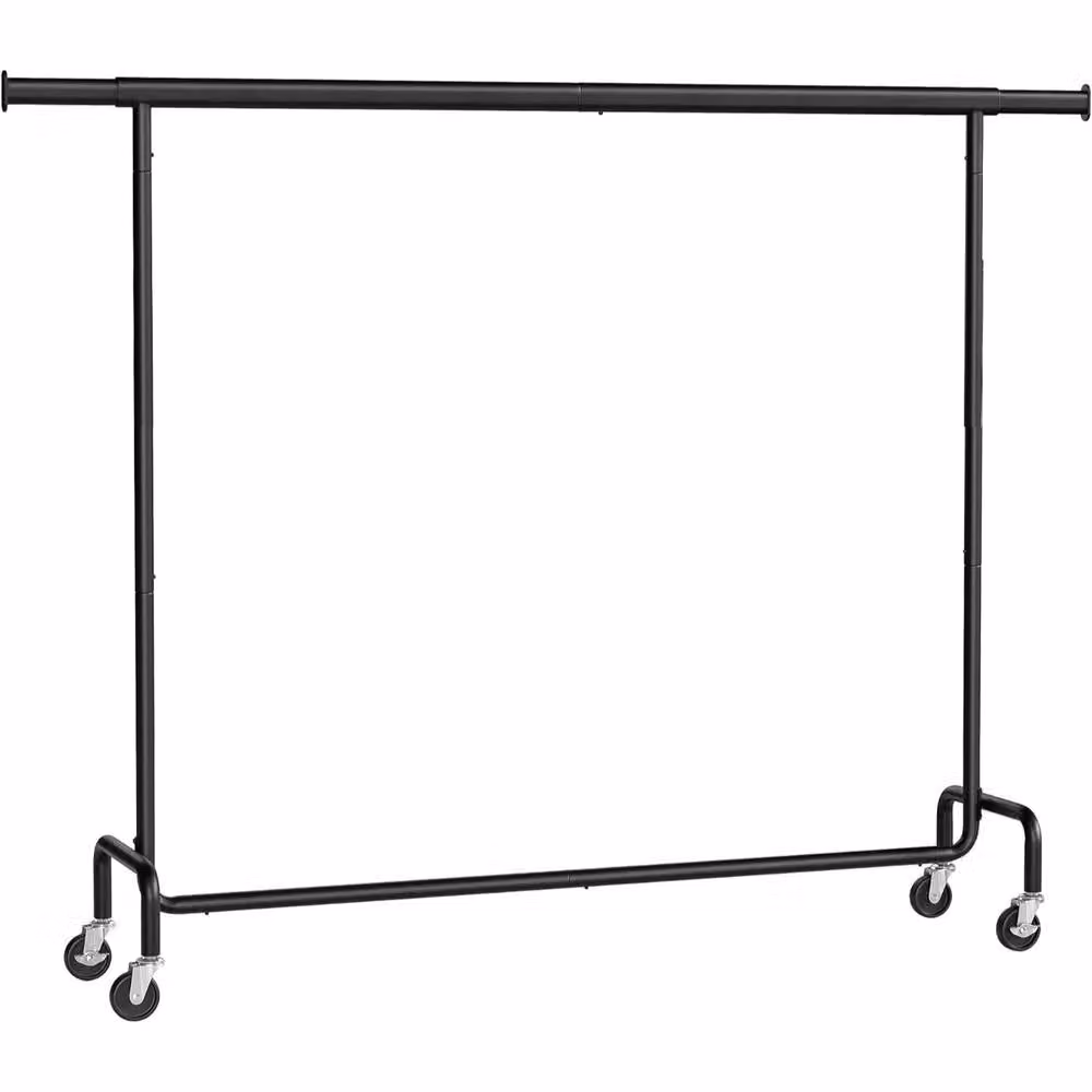 The Bazaarist Heavy Duty Rolling Clothes Rack Adjustable Garment Rail, Black – 2