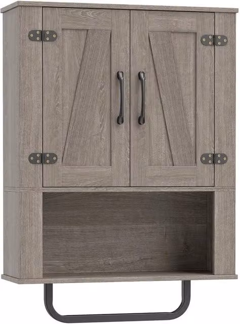 VOGREX 3-Tier Wooden Wall Storage Cabinet in Grey