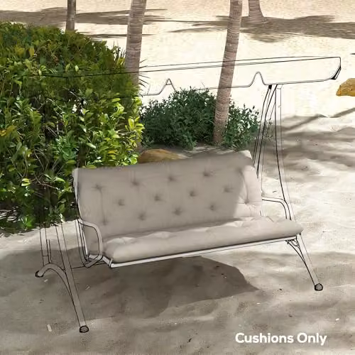 Outsunny Garden Bench Cushion with Ties, Grey, W: 110 cm x D: 110 cm x H: 12 cm – 4