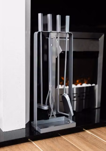 Marco Paul Silver Metal Freestanding Fire Companion Set for Log Burners