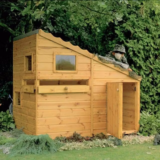 Shire Garden Buildings Command Post Wooden Playhouse in Yellow and Brown