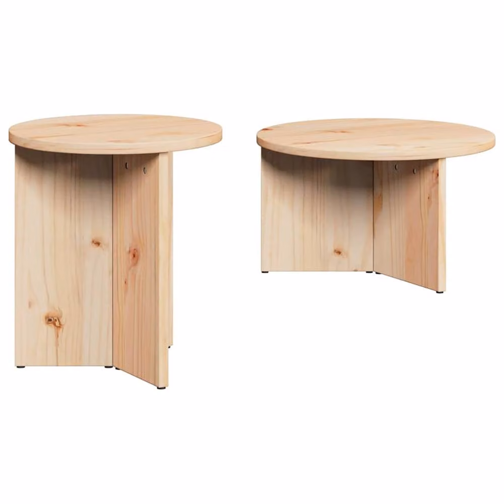Berkfield Home Elegant 2-Piece Nested Coffee Table Set in Light Brown Natural Solid Pine Wood – 2
